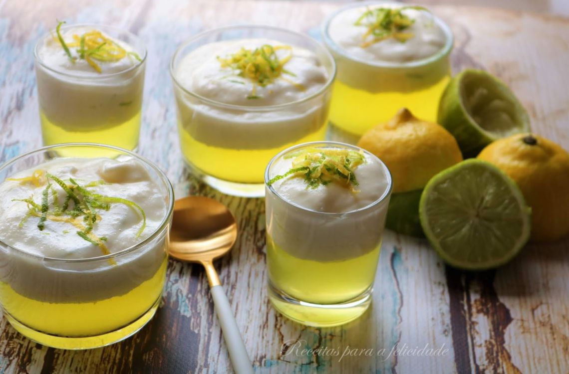 Gelatina de Limão com Mousse de Lima